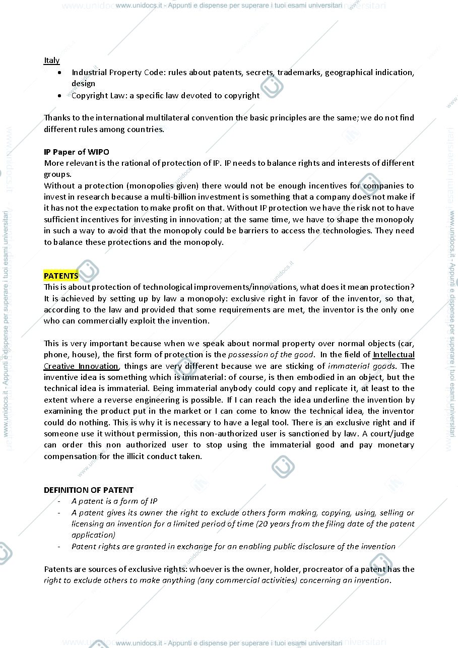 Anteprima pagina 2 — Appunti Intellectual Property