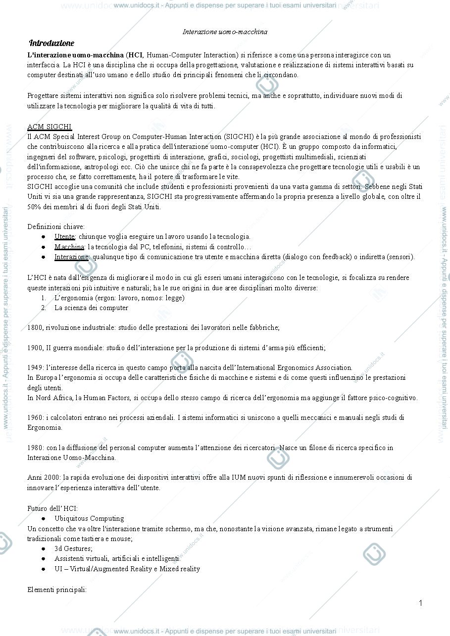 Anteprima pagina 1 — INTERAZIONE UOMO-MACCHINA