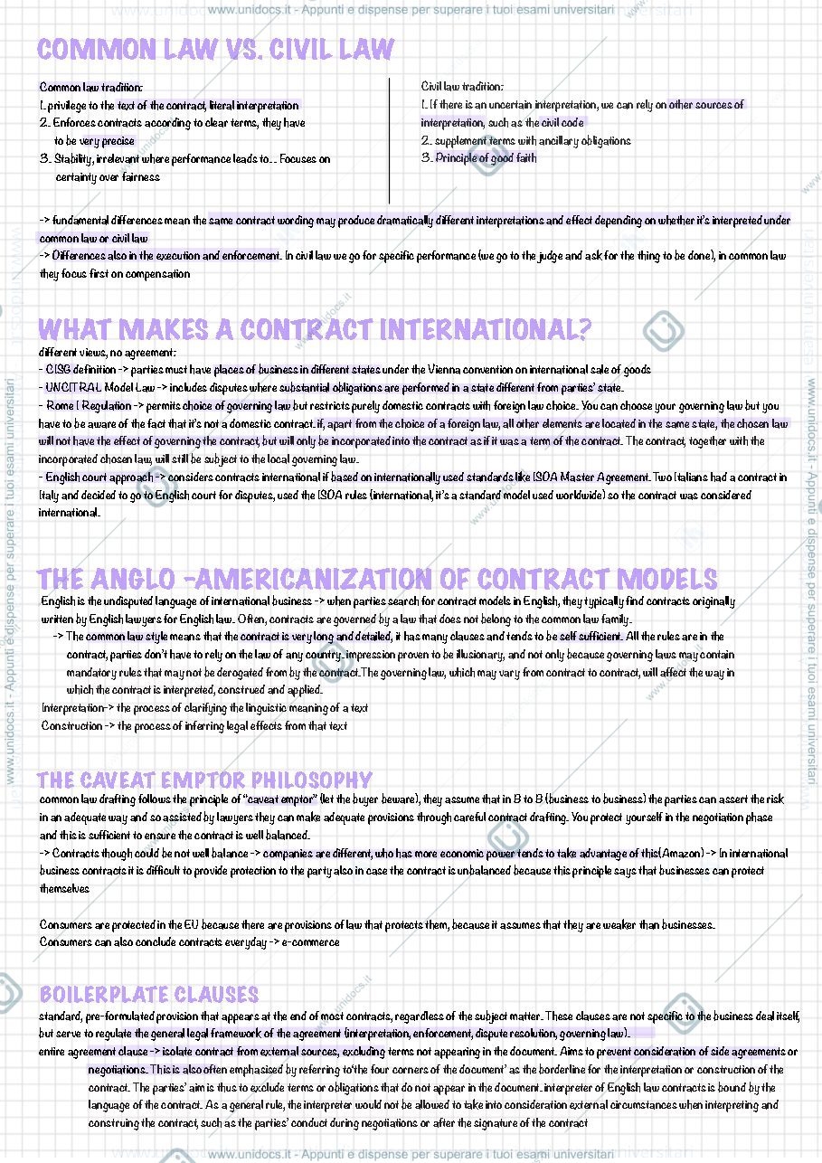 Anteprima pagina 1 — International contracts 