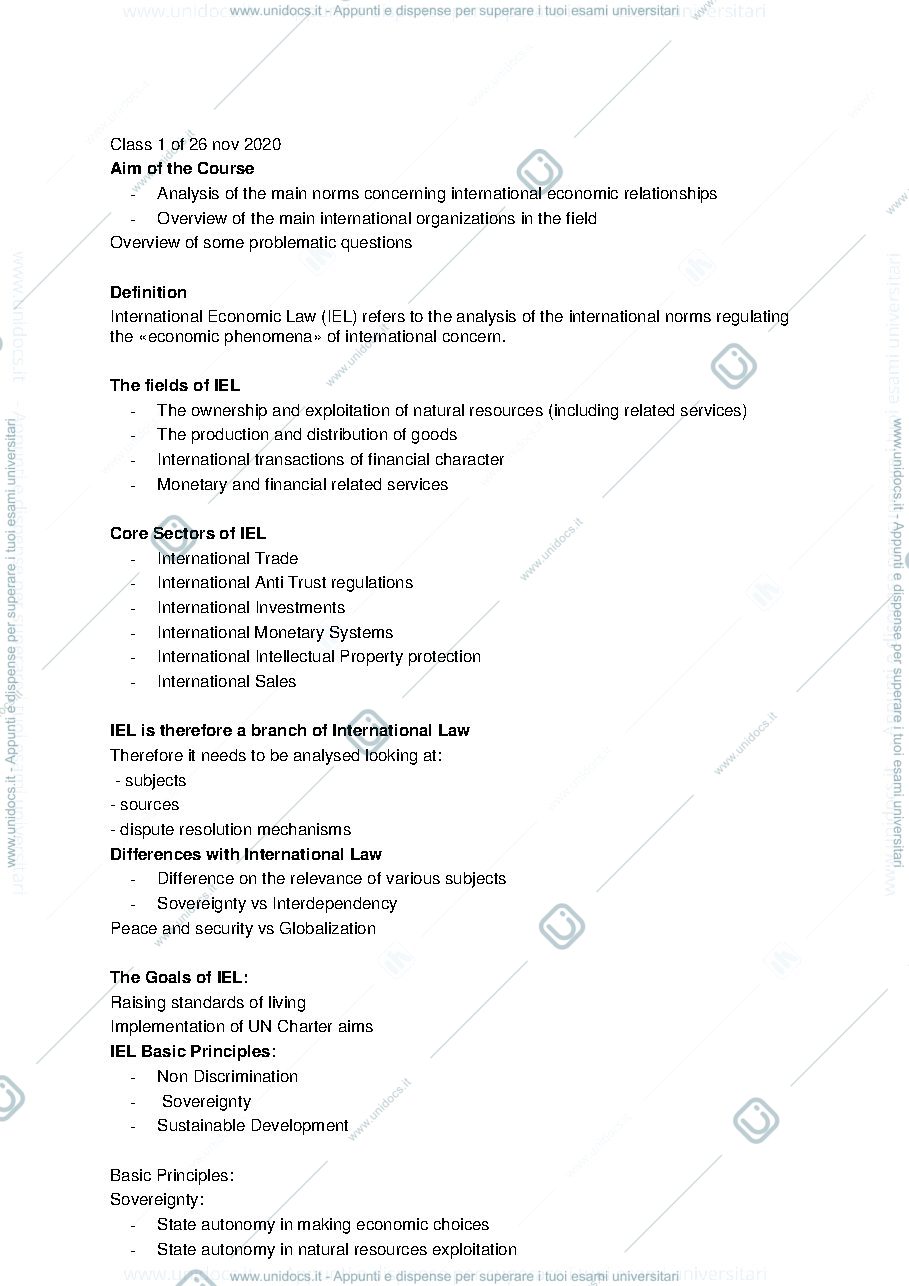 Anteprima pagina 1 — International Economic Law 