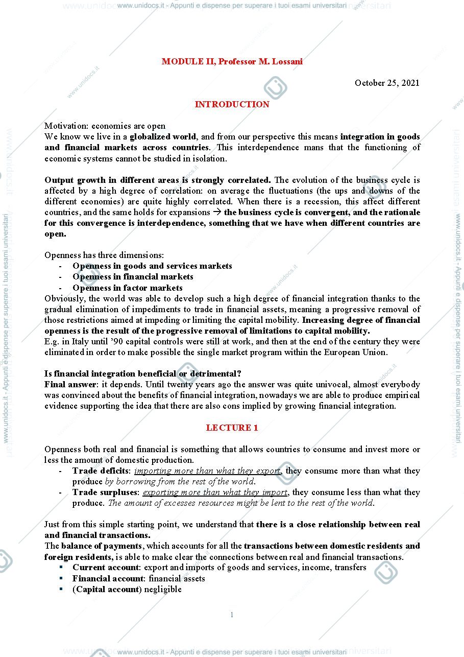 Anteprima pagina 1 — Dispensa International Economics