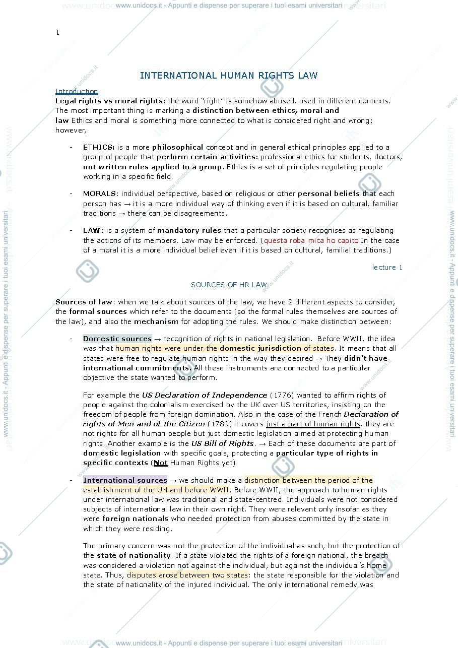 Anteprima pagina 2 — International human rights law, first partial