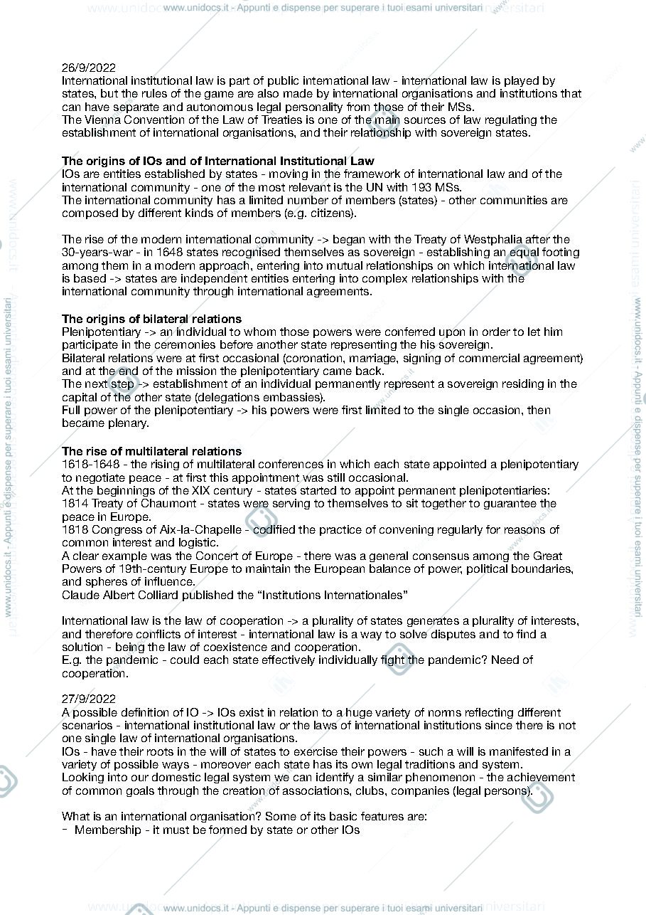 Anteprima pagina 1 — International Institutional Law Notes 