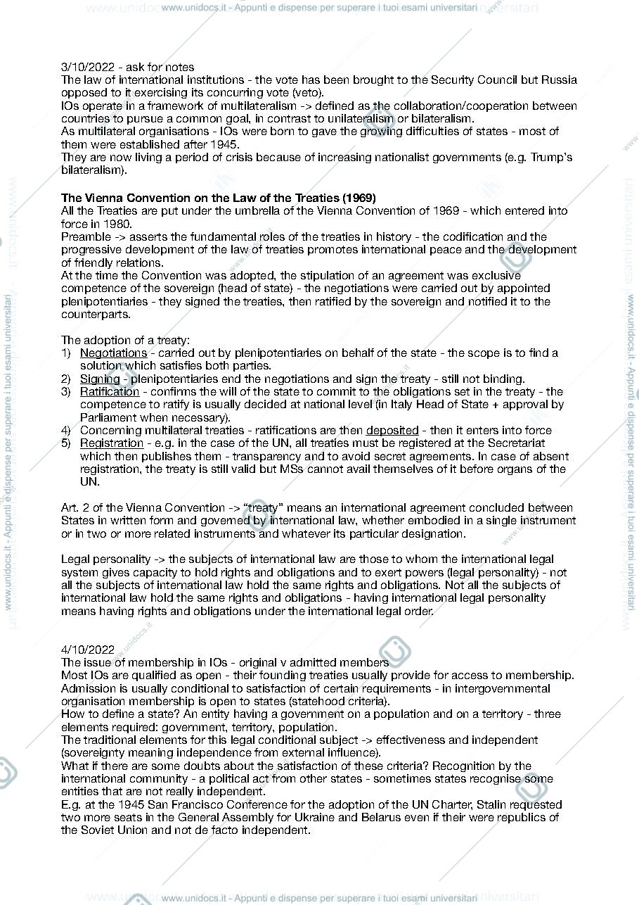 Anteprima pagina 3 — International Institutional Law Notes 