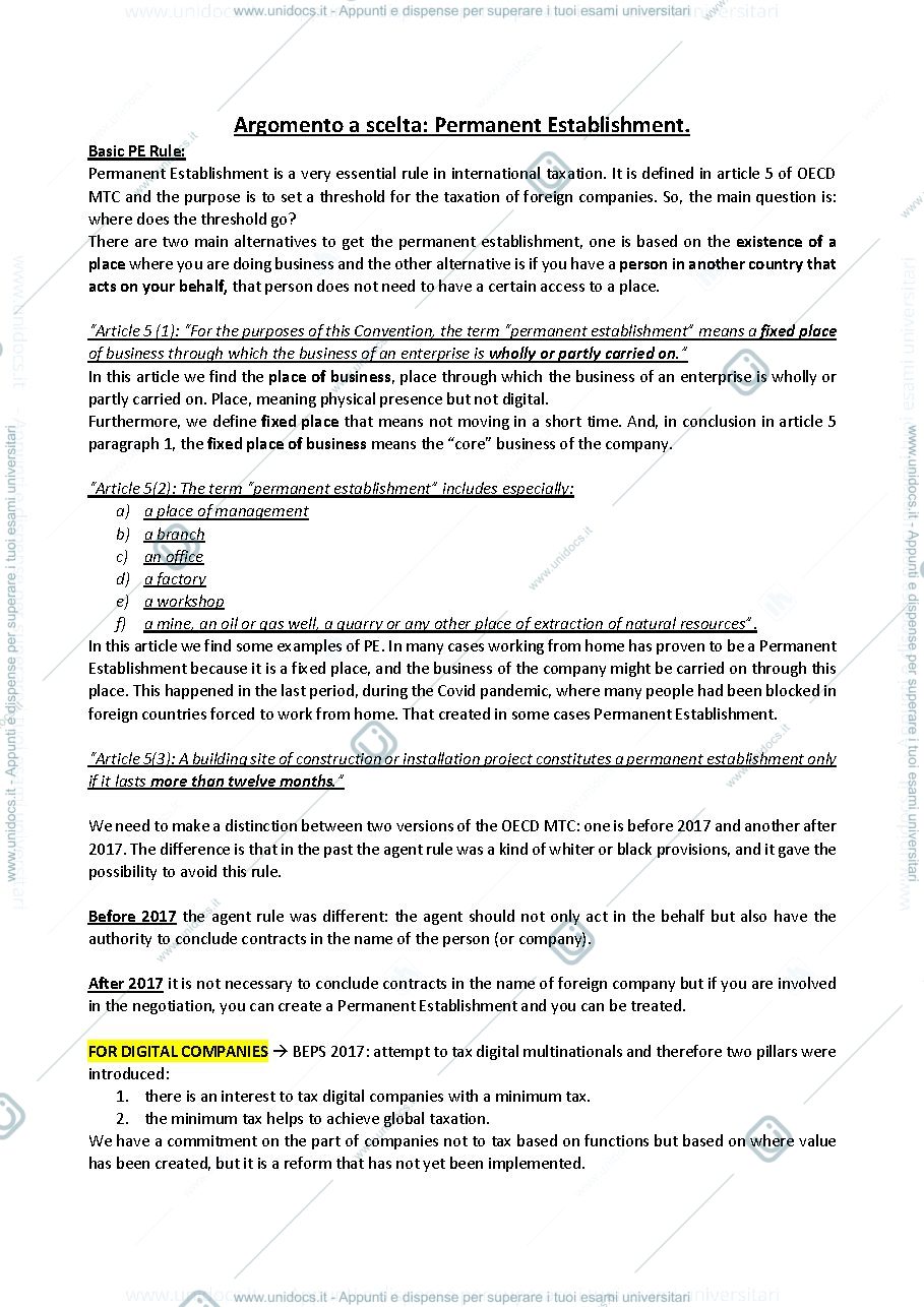 Anteprima pagina 1 — Argomento a scelta esame