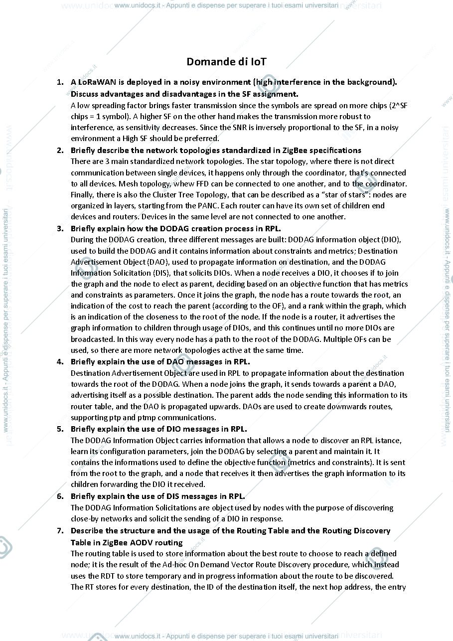 Anteprima pagina 1 — Domande IoT