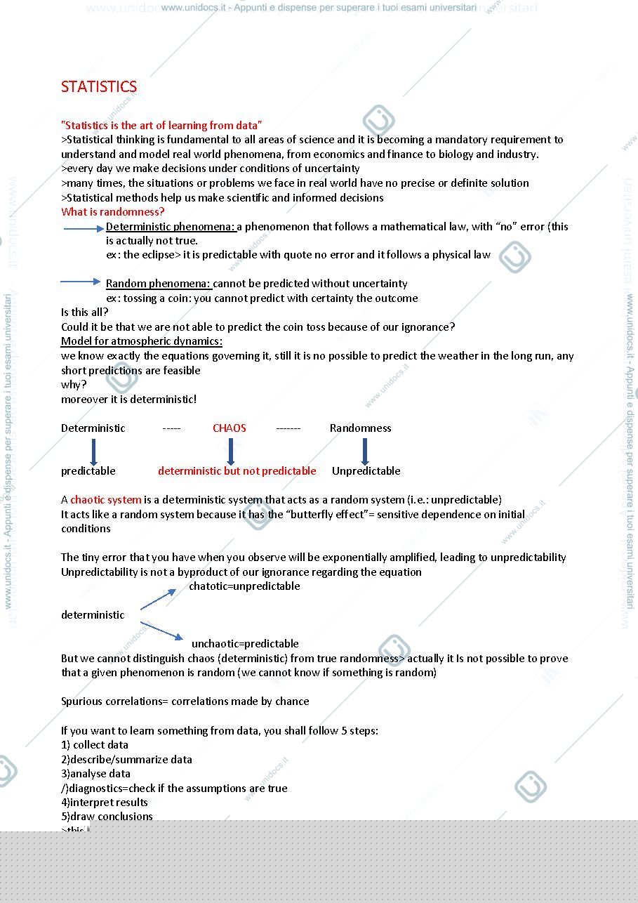 Anteprima pagina 1 — introductory statistics appunti