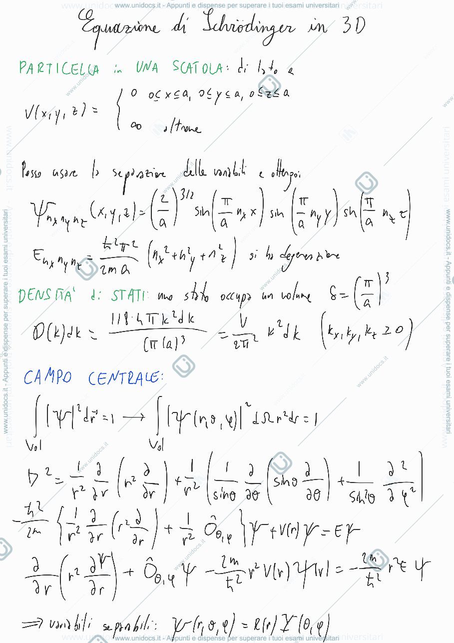 Anteprima pagina 1 — Equazione di Schroedinger in 3D