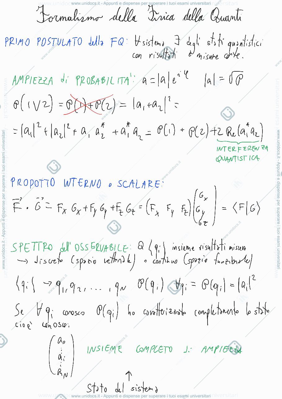 Anteprima pagina 1 — Formalismo della Fisica dei Quanti
