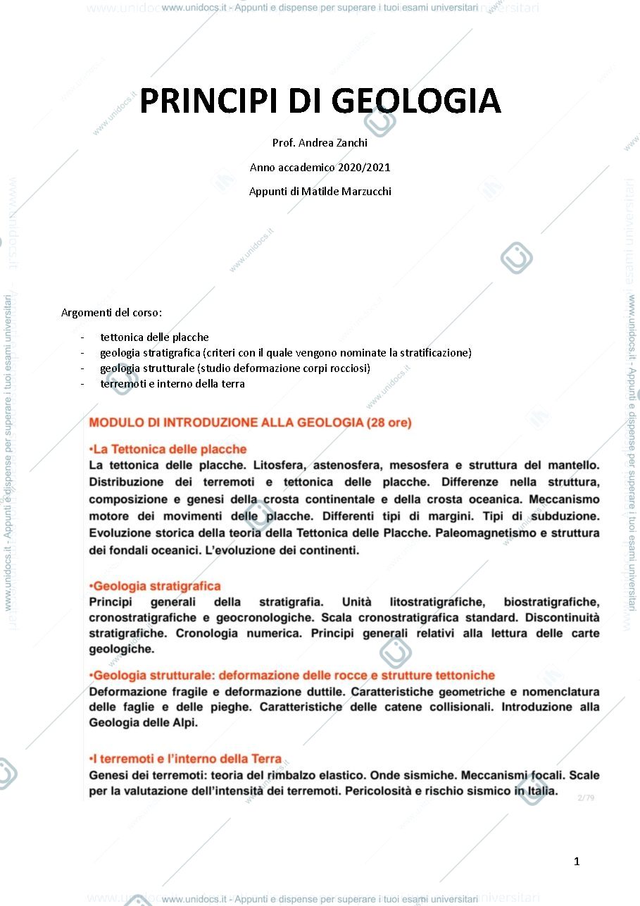 Anteprima pagina 1 — principi di geologia