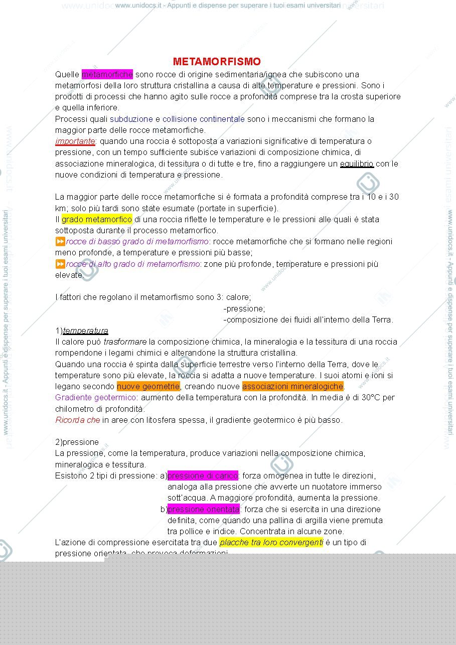 Anteprima pagina 1 — metamorfismo