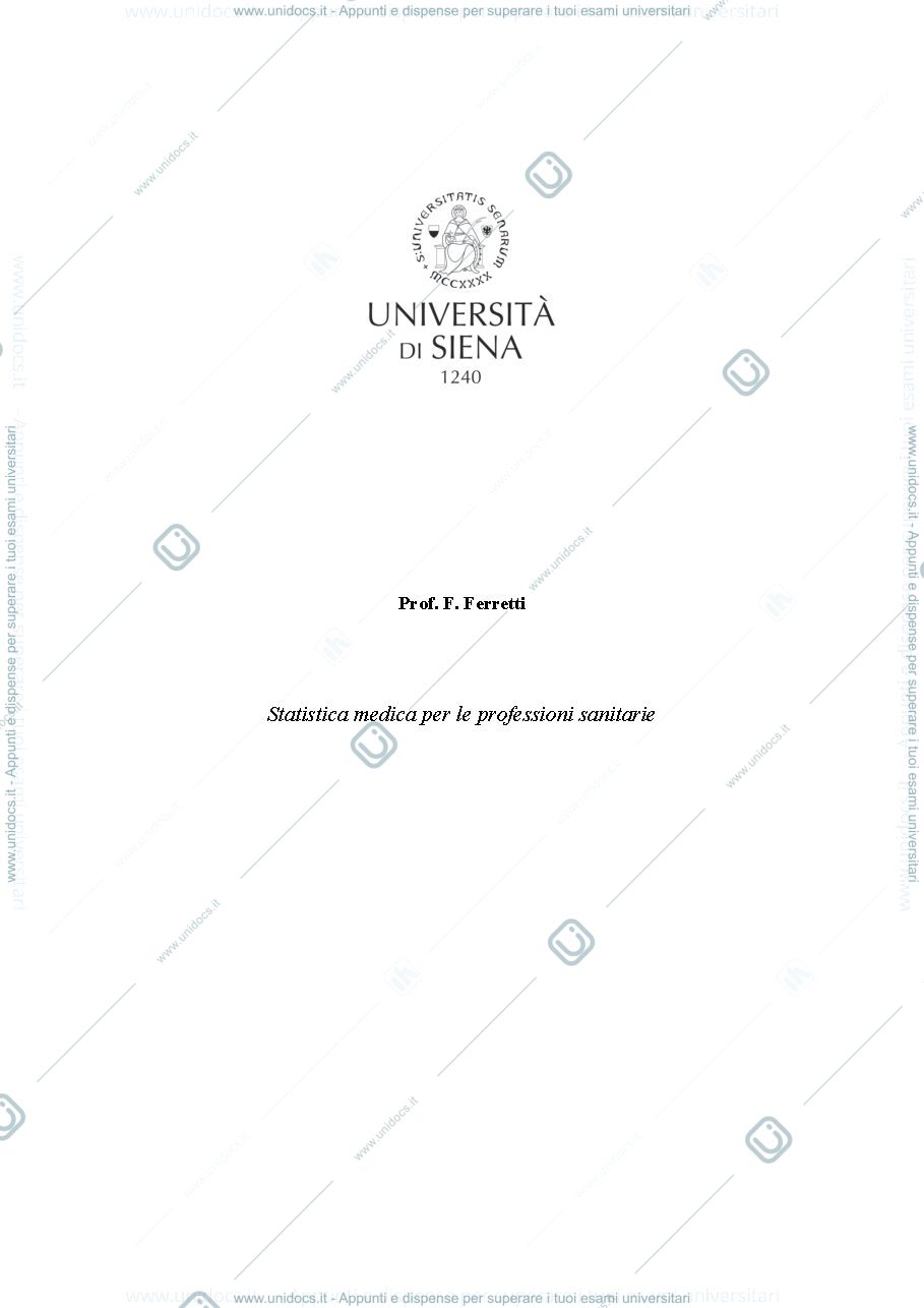 Anteprima pagina 1 — Dispensa di statistica medica 