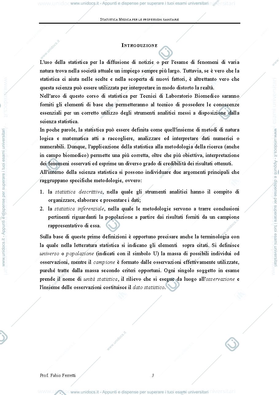 Anteprima pagina 3 — Dispensa di statistica medica 