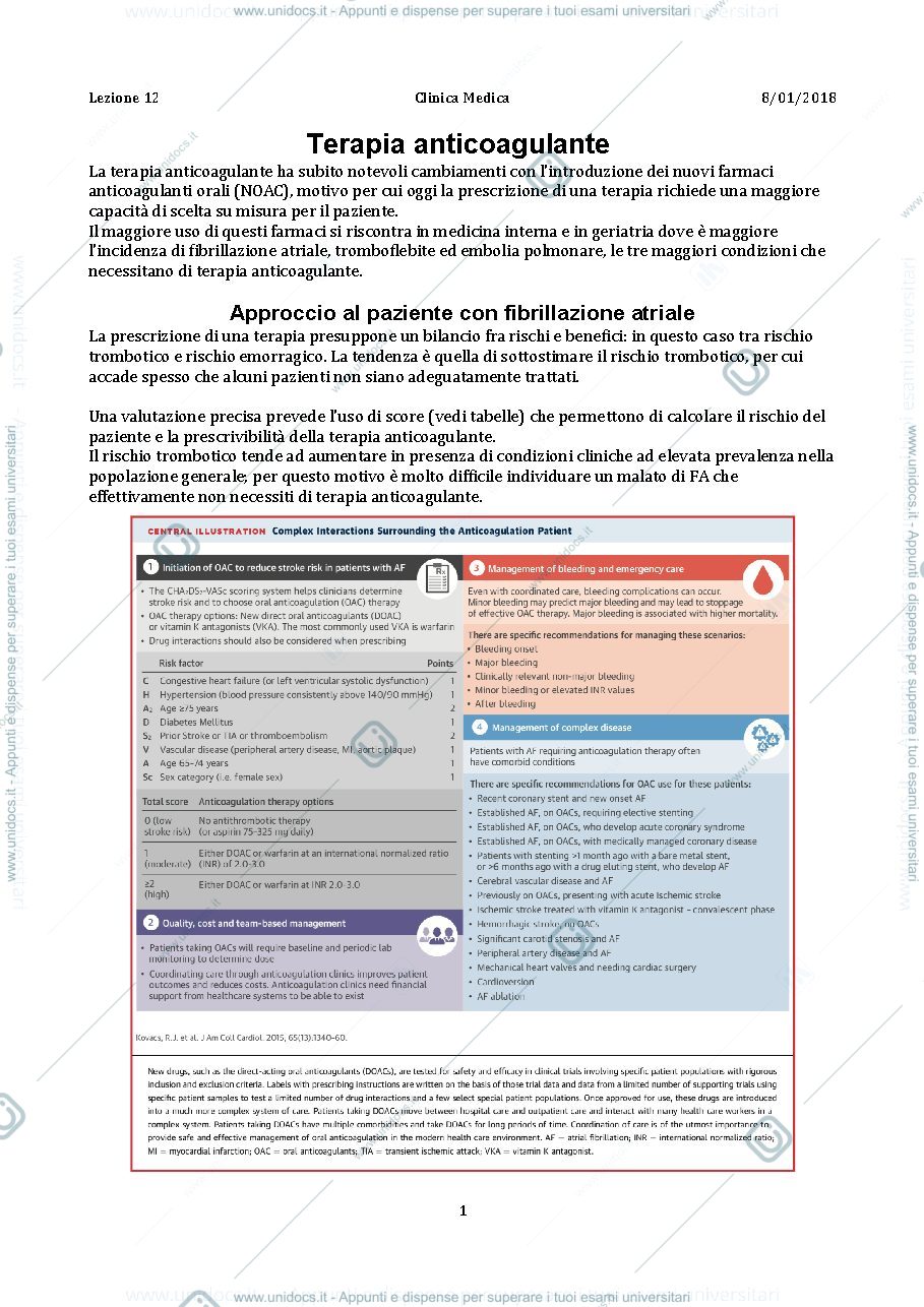 Anteprima pagina 1 — terapia anticoagulante