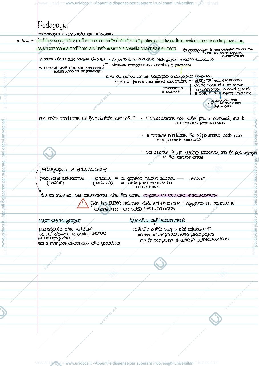 Anteprima pagina 1 — Pedagogia 1_ etimologia - caratteristiche del'educazione