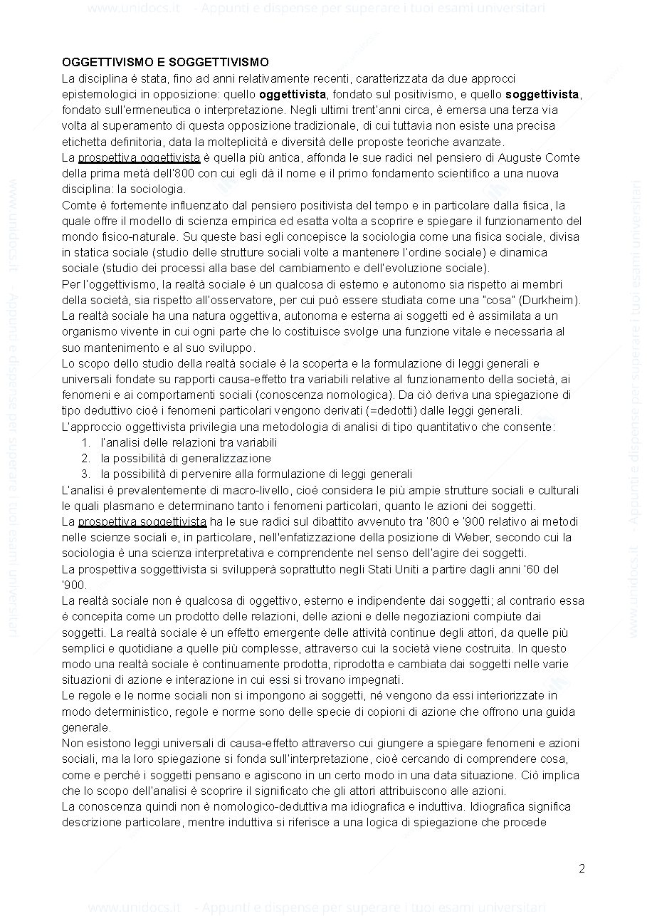 Anteprima pagina 2 — appunti completi introduzione alla sociologia mod. A a.a. 2022/23 prof. Visentin
