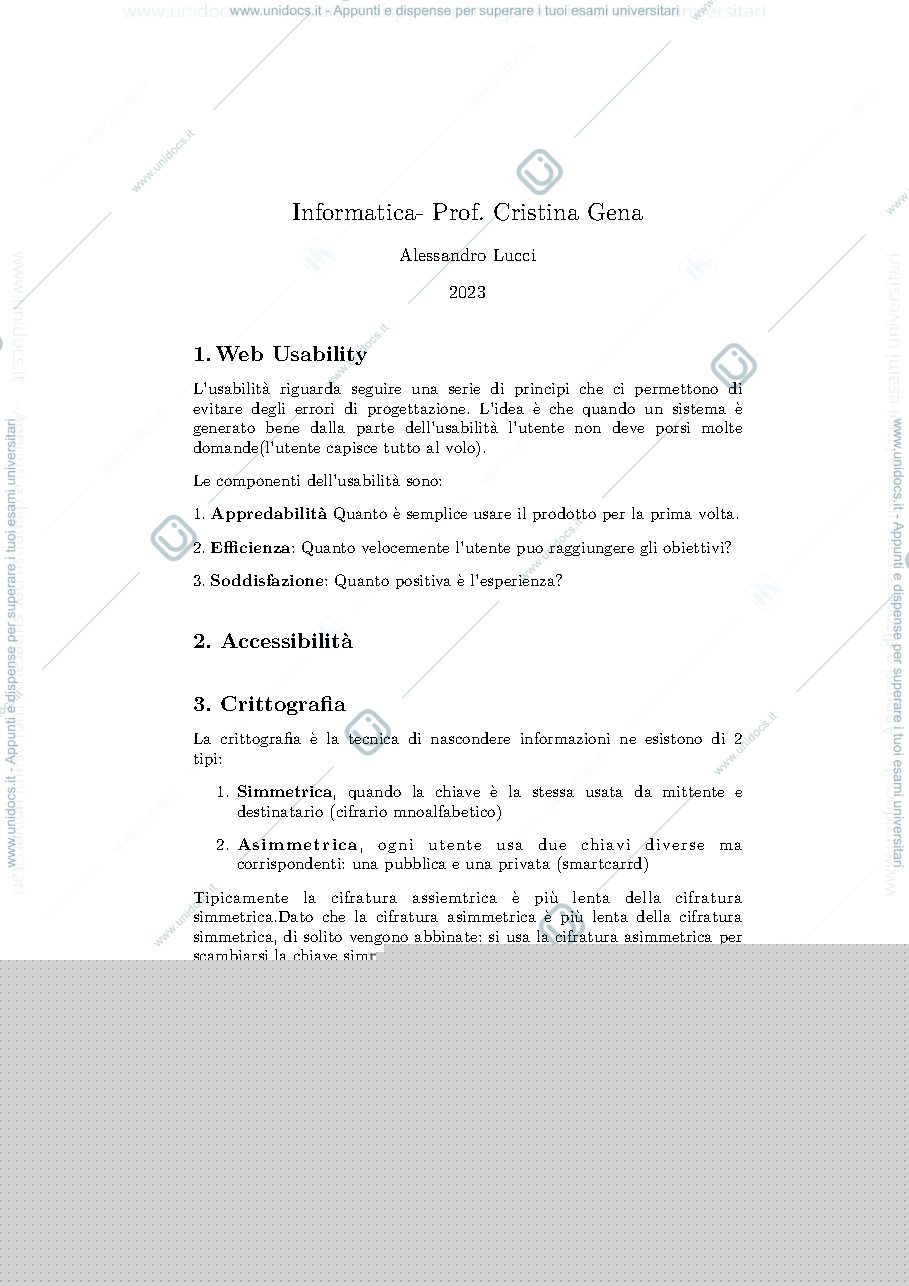 Anteprima pagina 1 — Informatica gena appunti