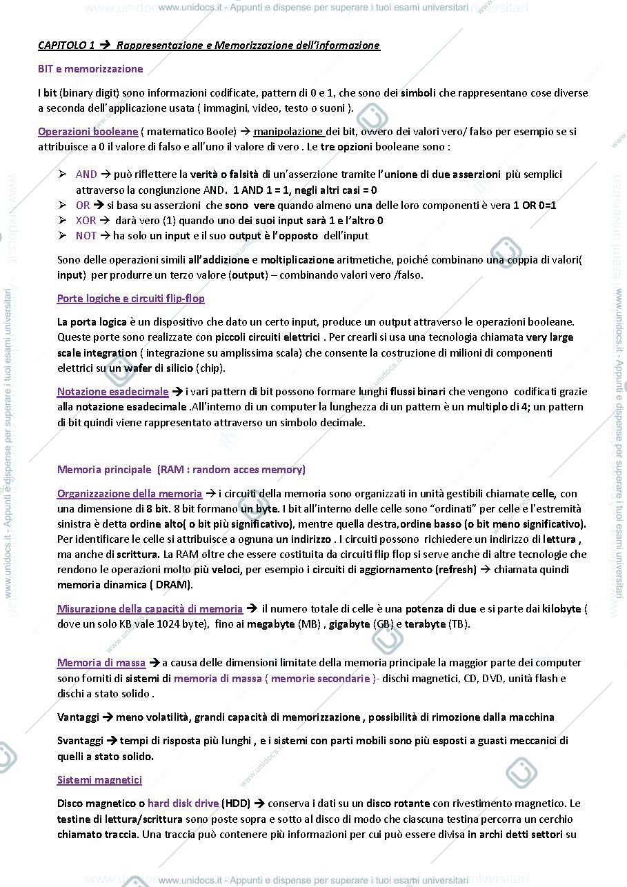 Anteprima pagina 1 — Riassunti libro di info 