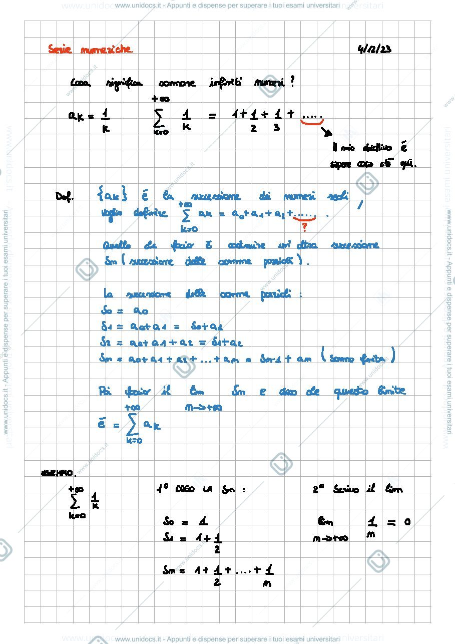Anteprima pagina 1 — Serie numeriche