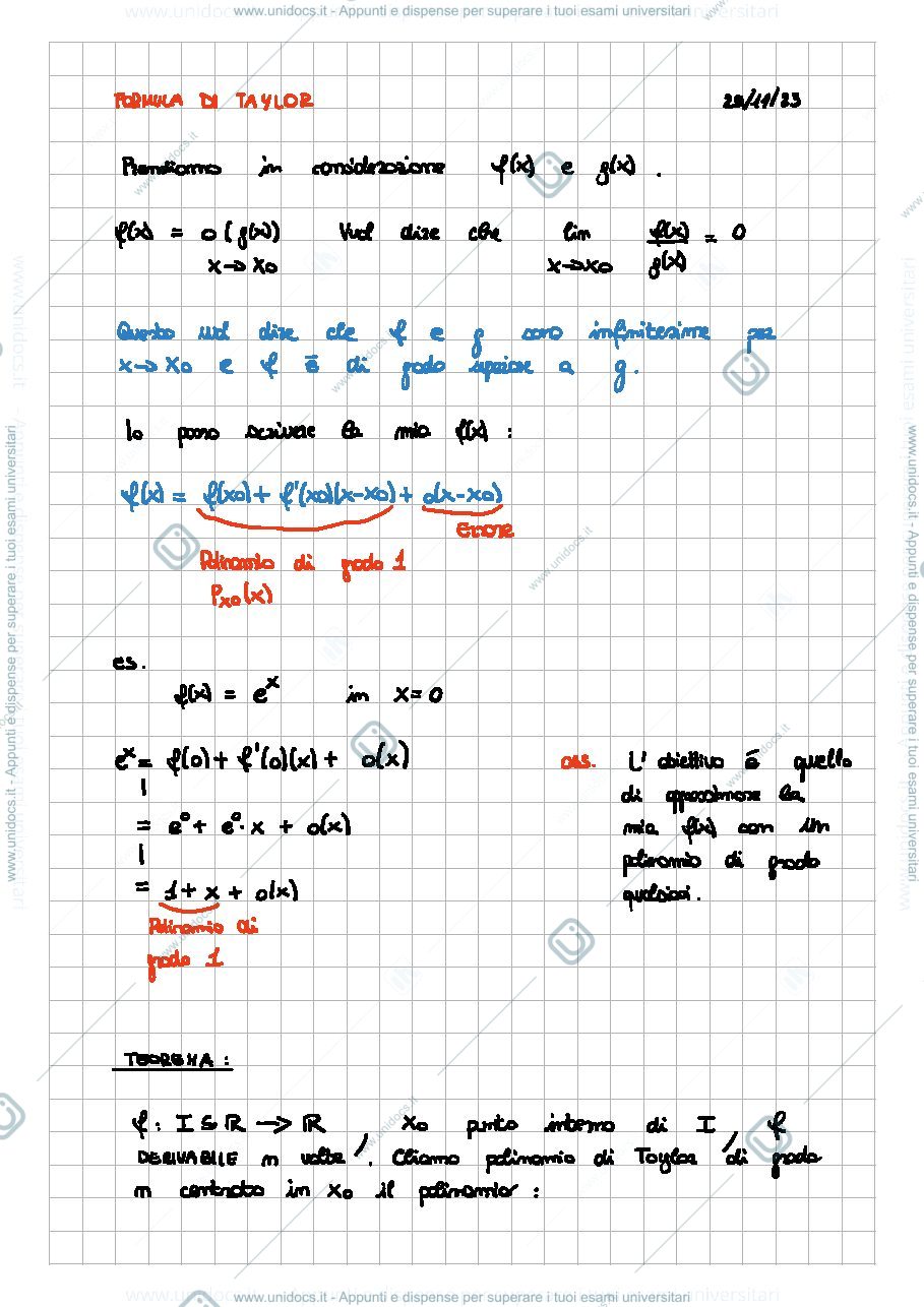 Anteprima pagina 1 — Formula di Taylor
