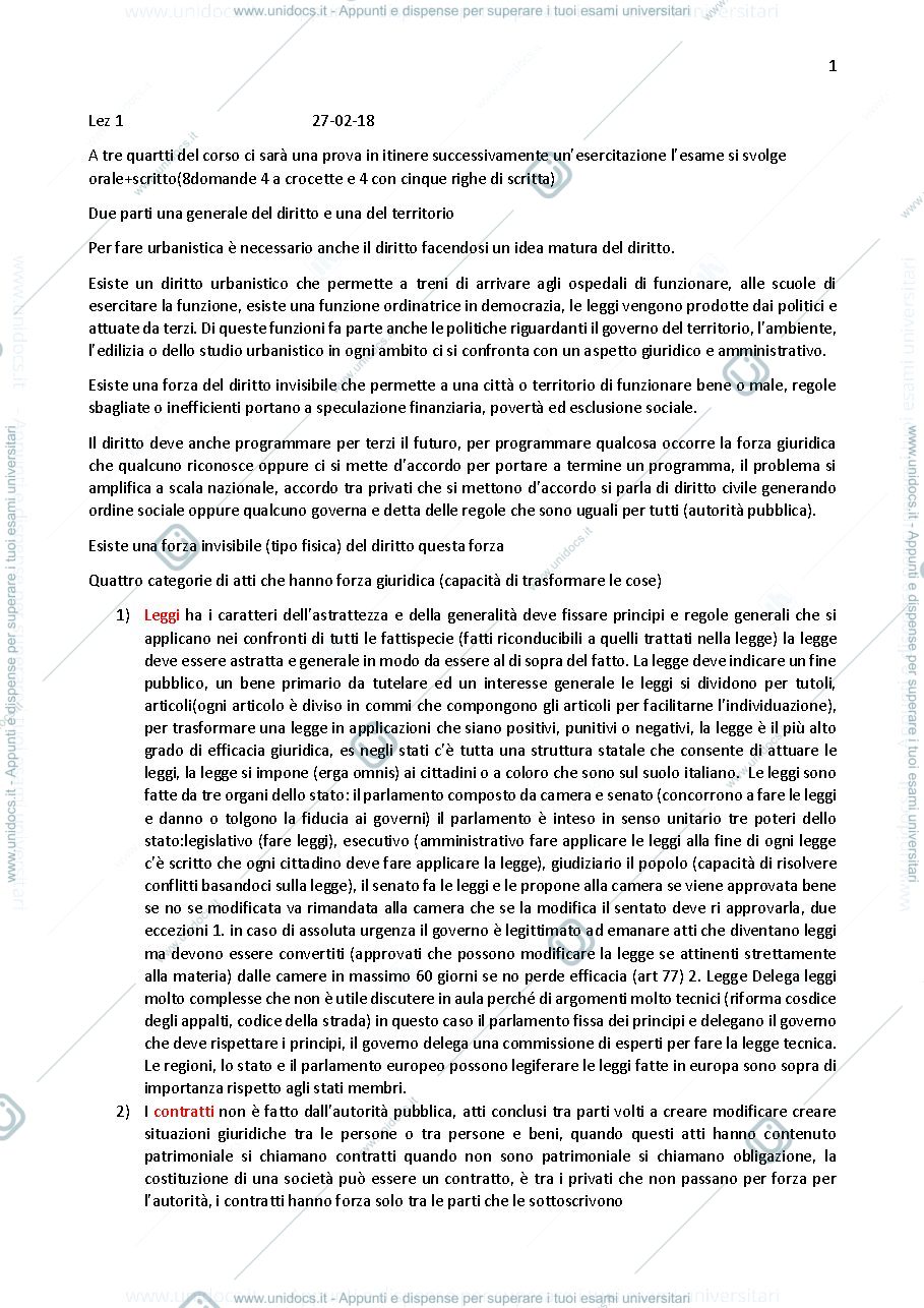 Anteprima pagina 1 — appunti prof. Mantini di diritto amministrativo e urbanistico 