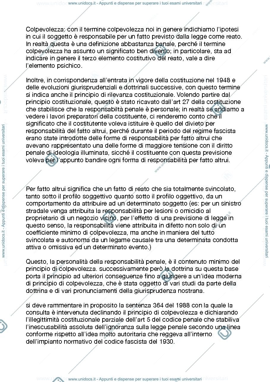 Anteprima pagina 1 — Lezione sul principio di colpevolezza