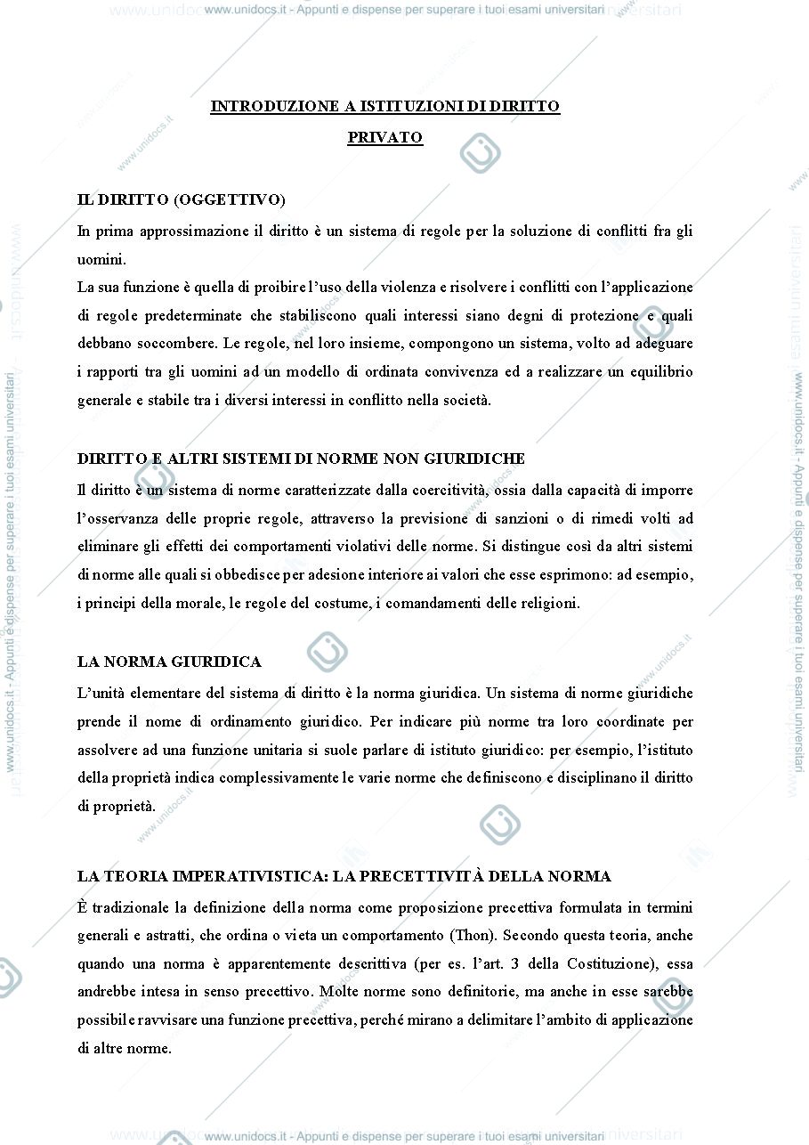 Anteprima pagina 1 — Introduzione a istituzioni di diritto privato