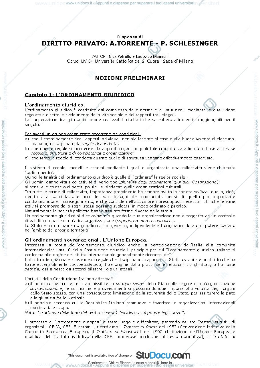 Anteprima pagina 2 — RIASSUNTO DIRITTO PRIVATO (TORRENTE)