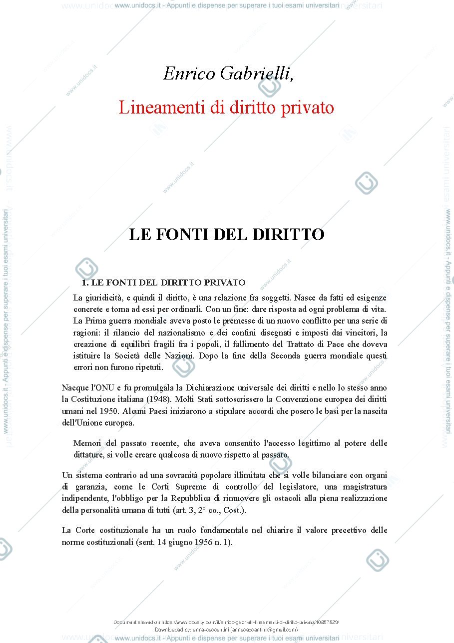 Anteprima pagina 1 — Diritto privato