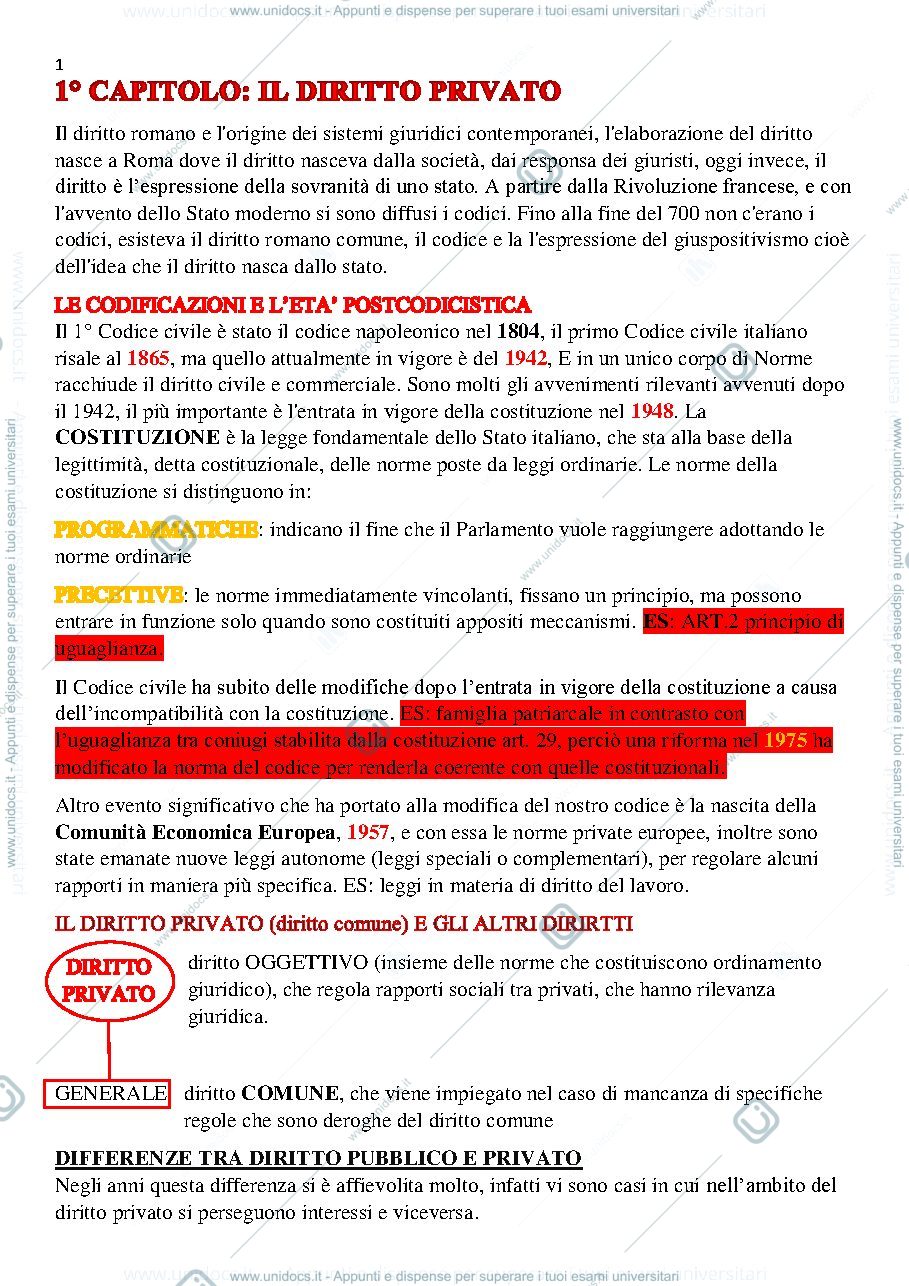 Anteprima pagina 1 — Diritto privato