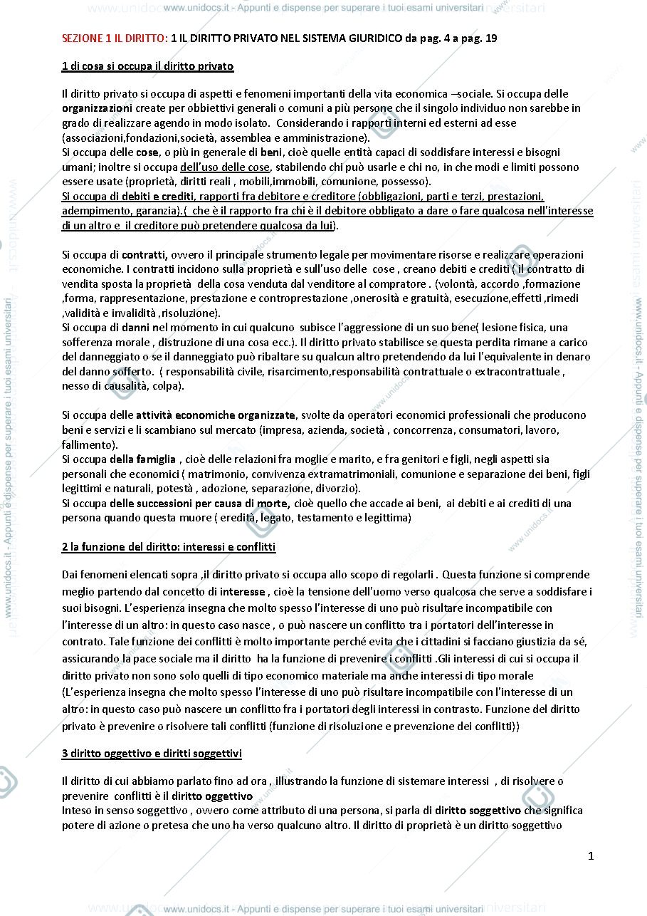 Anteprima pagina 1 — Diritto privato 