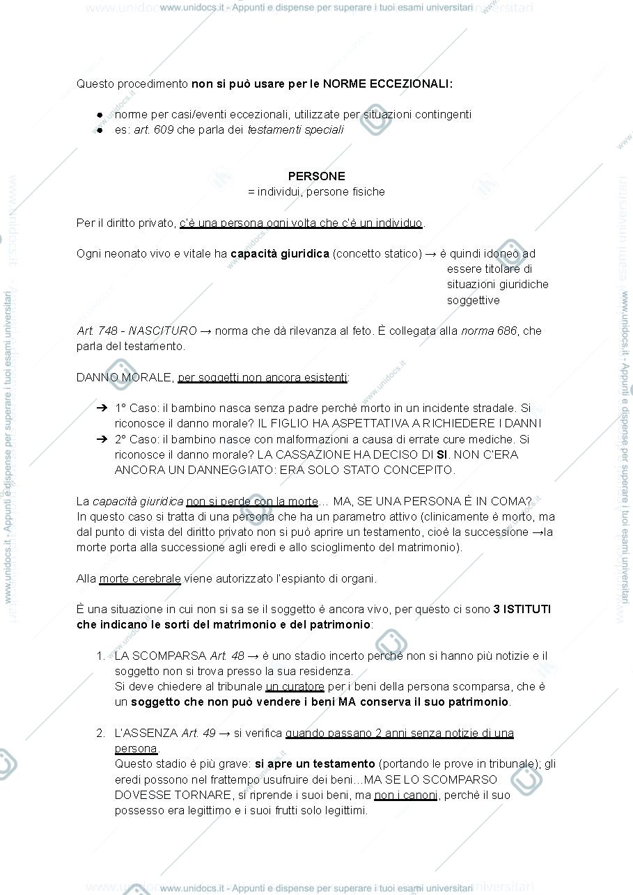 Anteprima pagina 5 — Appunti presi a lezione Istituzioni di diritto privato Prof.ssa Tagliapietra