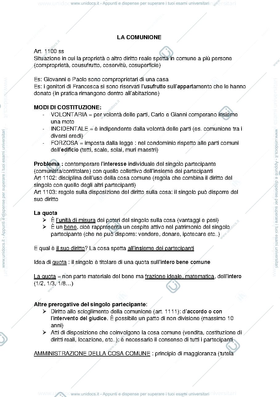 Anteprima pagina 1 — LA COMUNIONE, IL CONDOMINIO, LA MULTIPROPRIETA' 