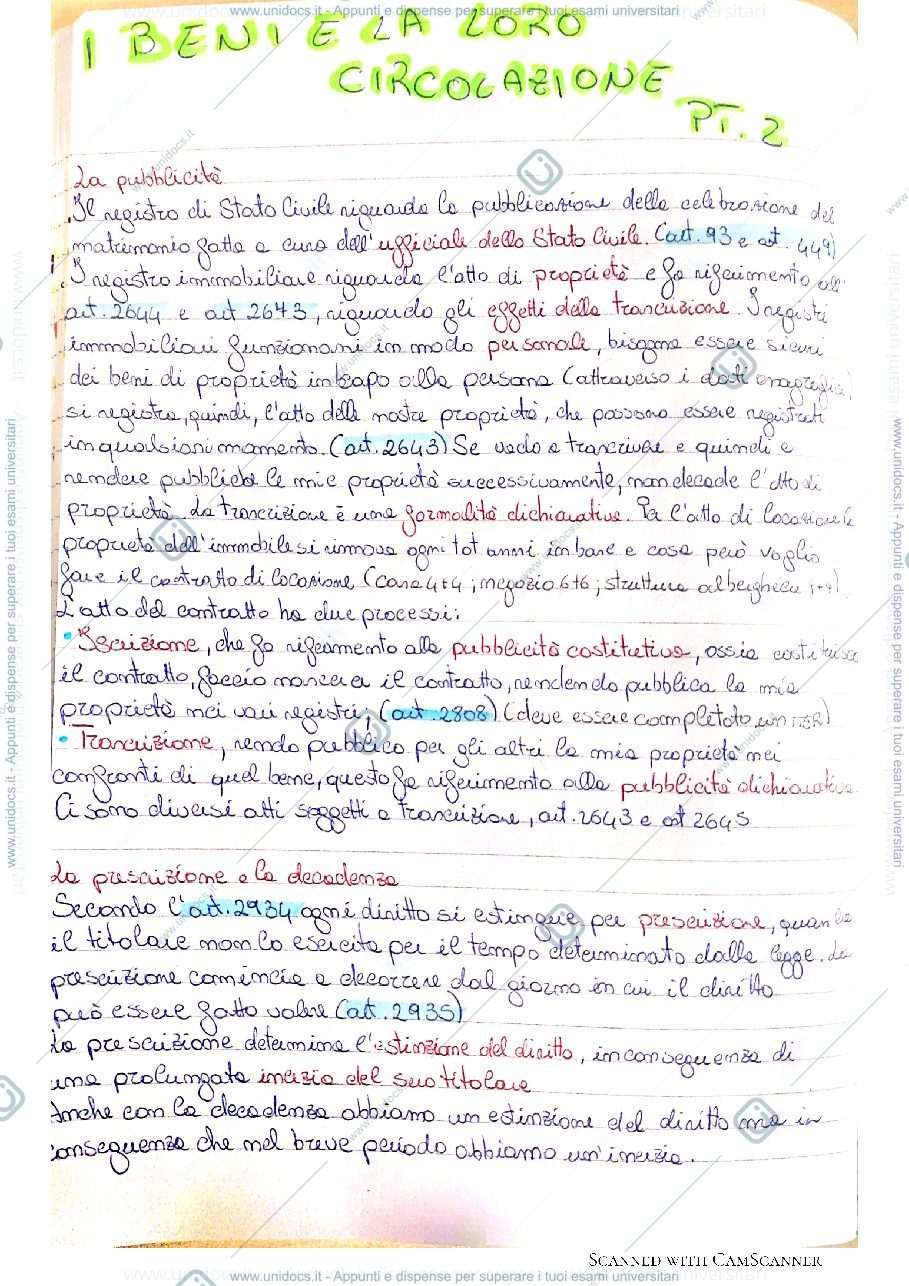 Anteprima pagina 1 — I beni a la loro circolazione pt 2