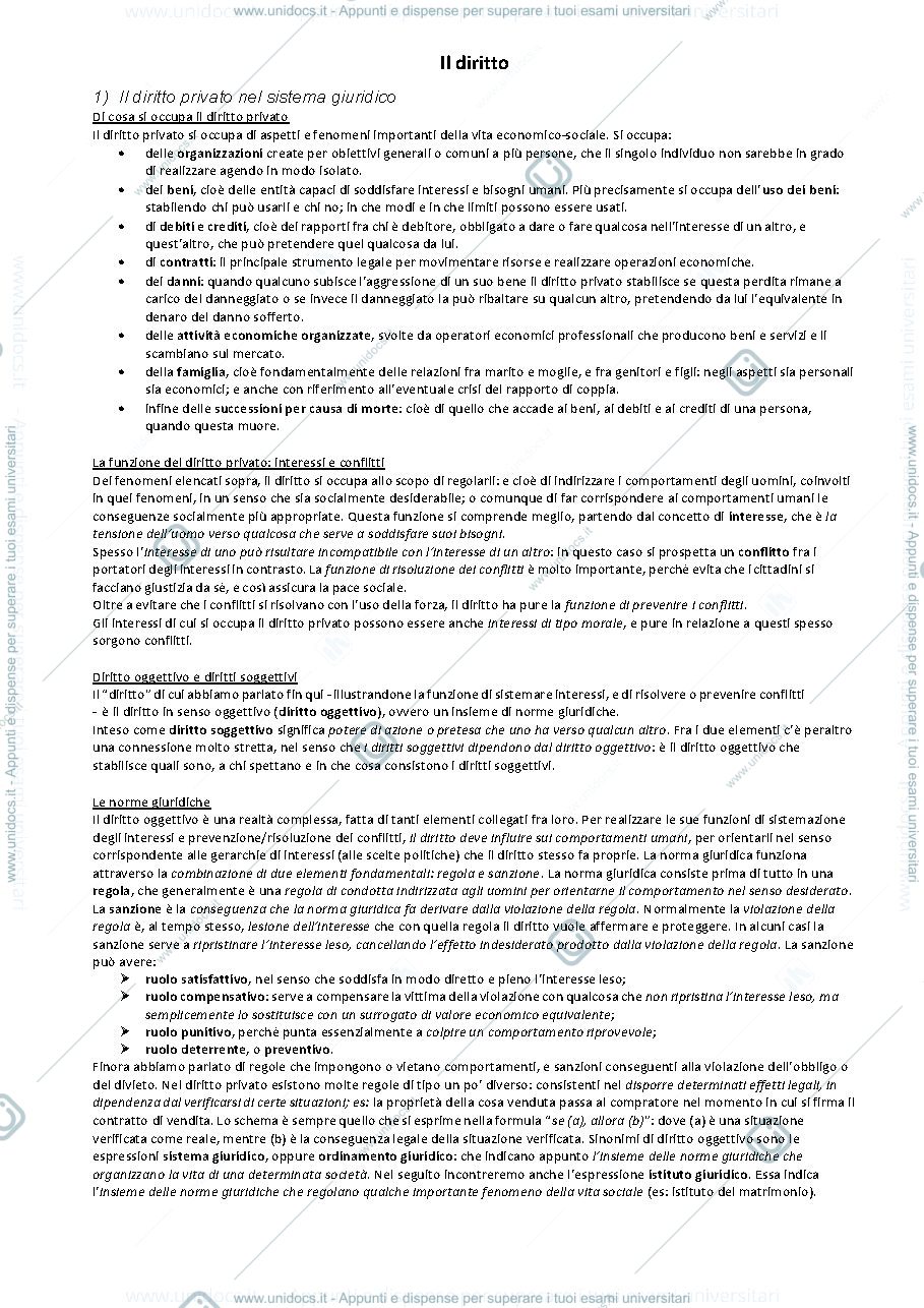 Anteprima pagina 1 — appunti diritto privato