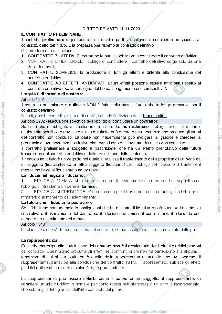 Anteprima pagina 1 — Diritto Privato