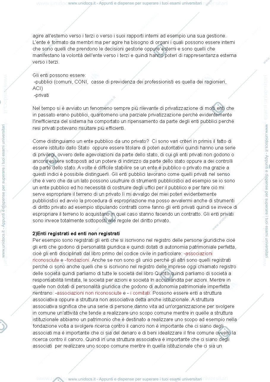 Anteprima pagina 2 — Appunti dettagliagli sugli Enti diritto privato