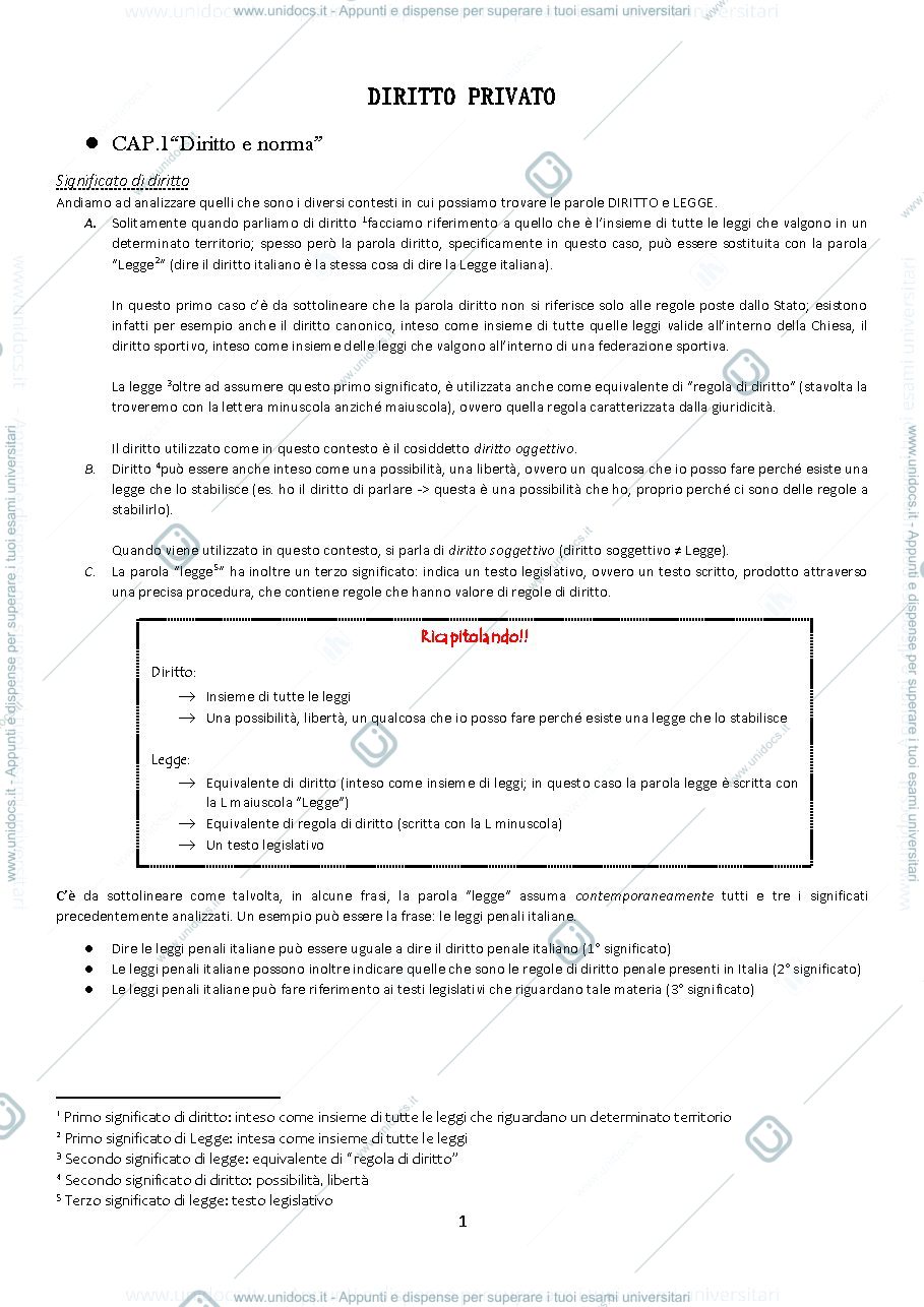 Anteprima pagina 1 — Appunti diritto privato