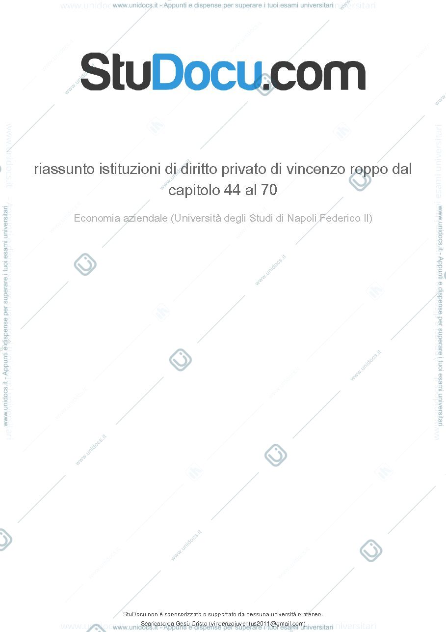 Anteprima pagina 1 — Riassunto istituzioni di diritto privato dal cap. 44 al 70