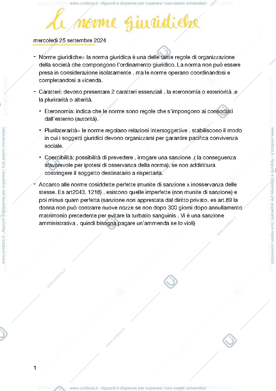 Anteprima pagina 1 — norme giuridiche, fonti+ gerarchia fonti 
