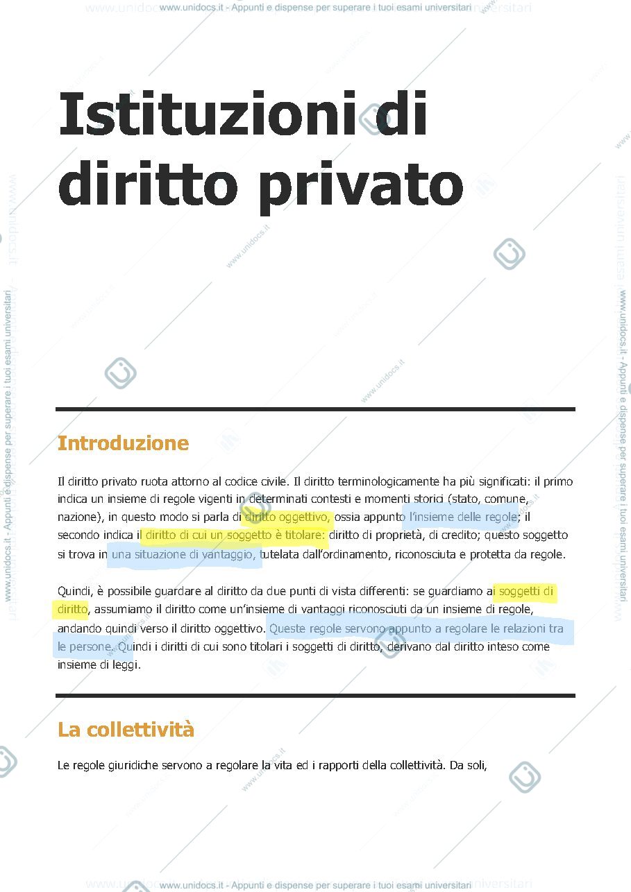 Anteprima pagina 1 — Istituzioni diritto privato prof. Sciarrone