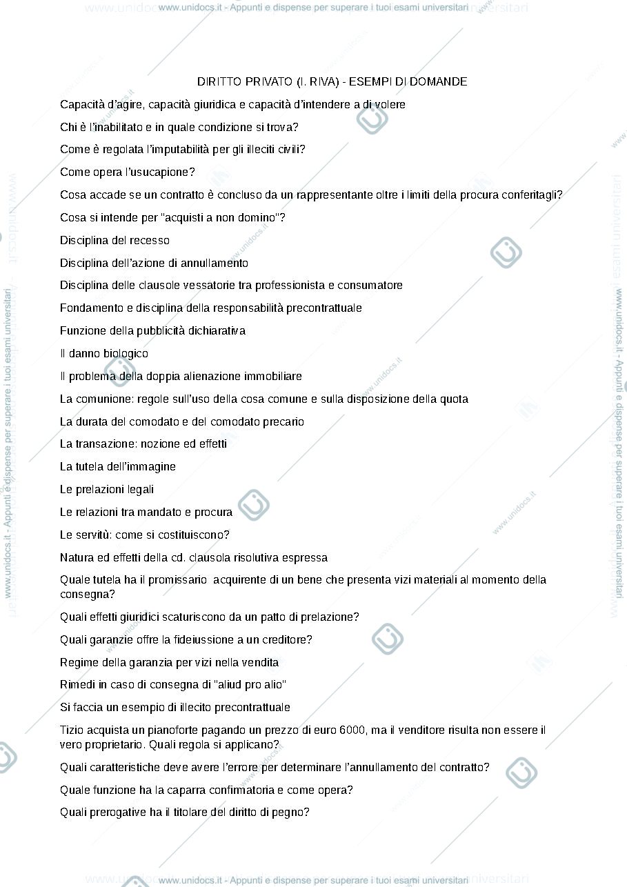 Anteprima pagina 1 — Domande esame