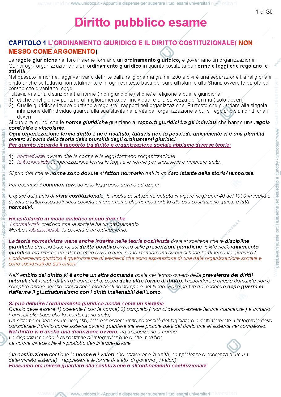 Anteprima pagina 1 — Riassunti di diritto pubblico 