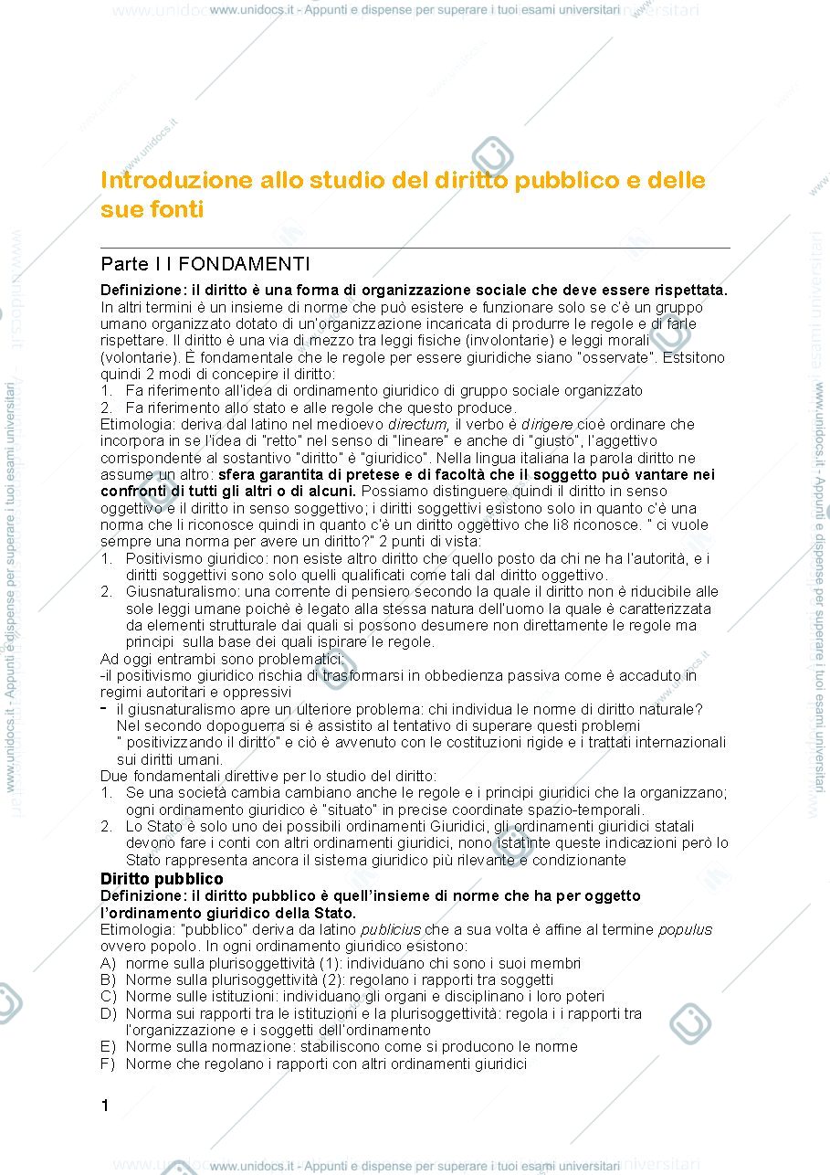 Anteprima pagina 1 — Capitolo 1 introduzione allo studio del diritto pubblico