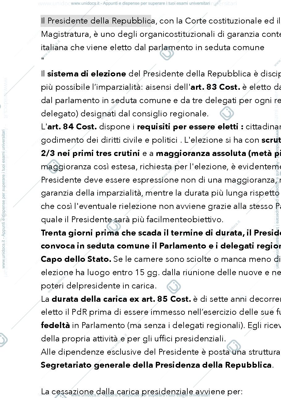 Anteprima pagina 1 — Presidente della repubblica 