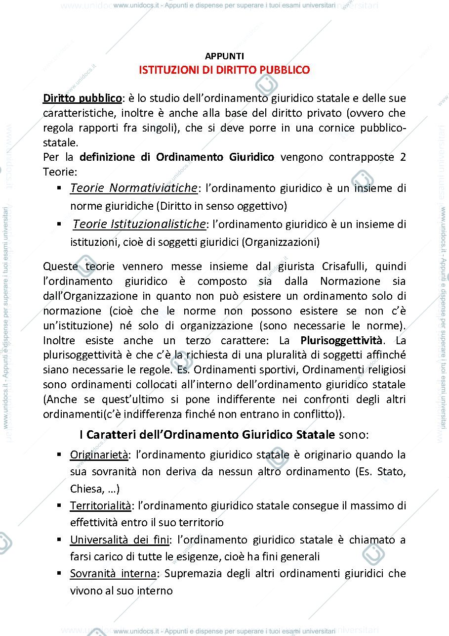 Anteprima pagina 1 — Appunti Diritto Pubblico
