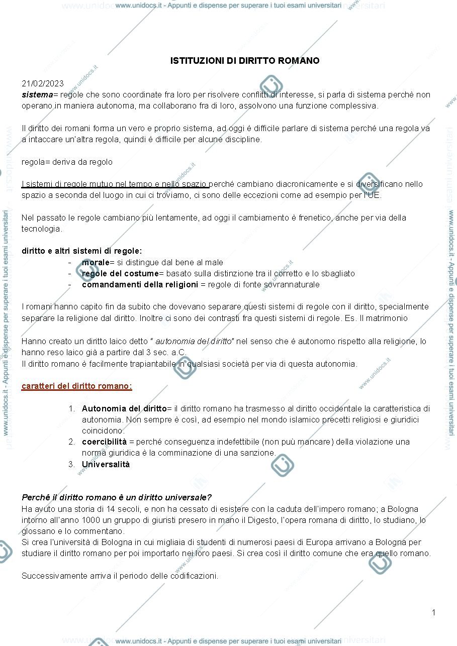 Anteprima pagina 1 — istituzioni diritto romano