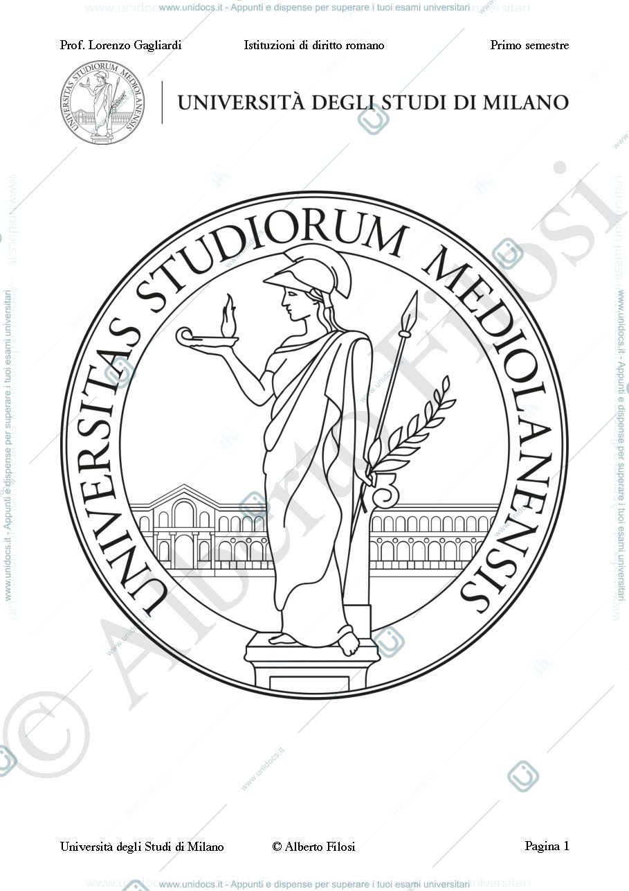 Anteprima pagina 1 — Istituzioni di diritto romano