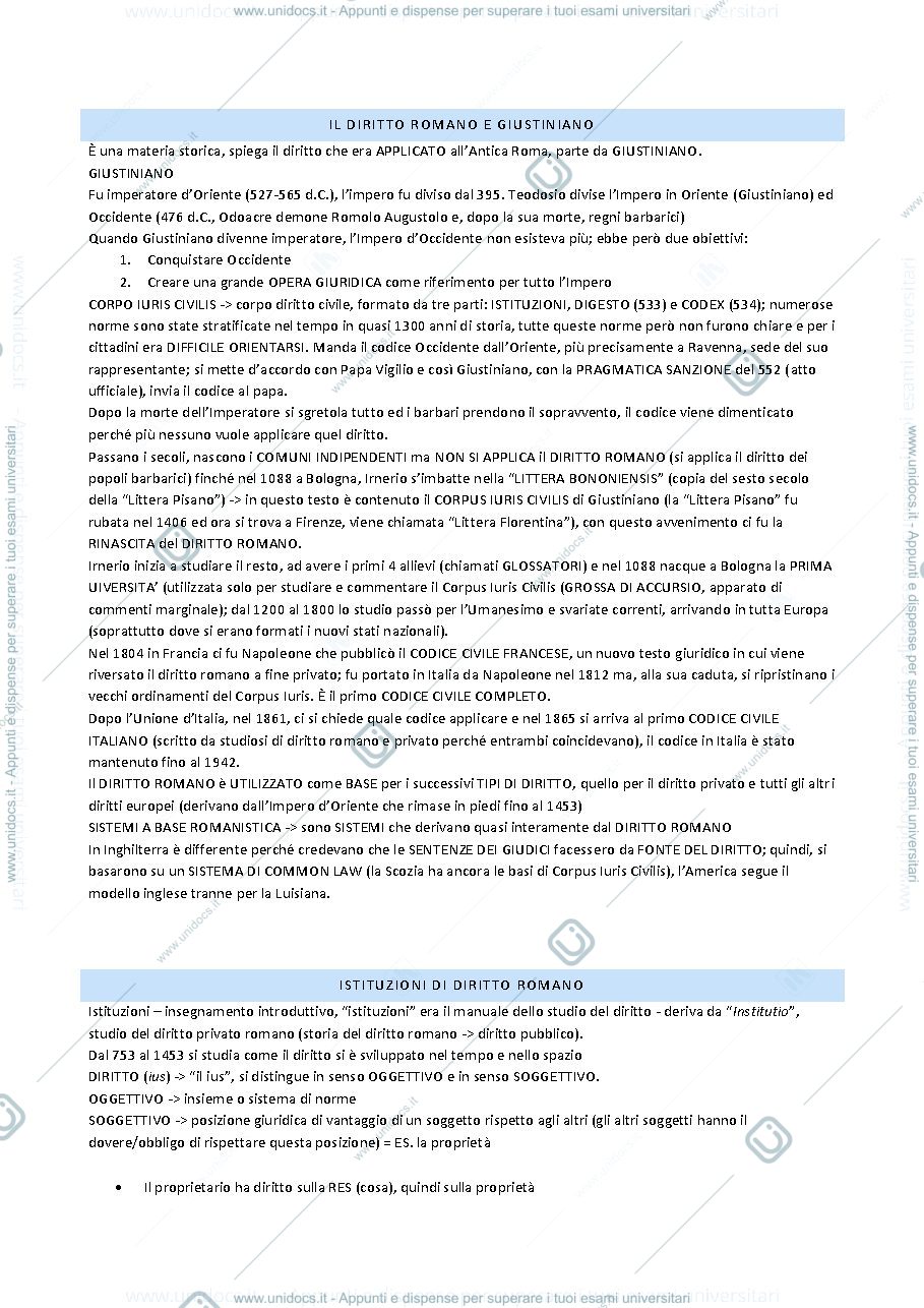 Anteprima pagina 1 — istituzioni di diritto romano (M-Q)