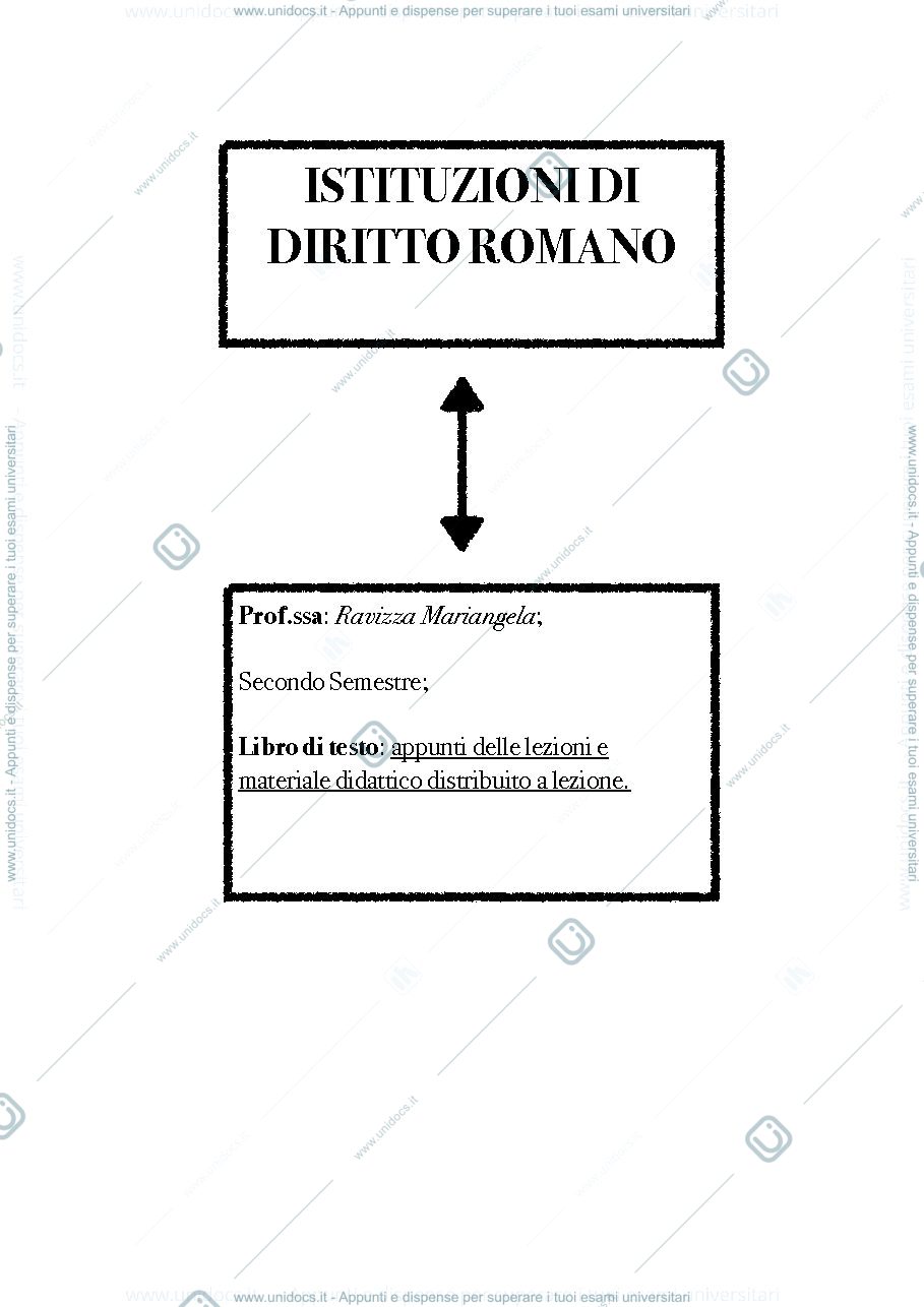 Anteprima pagina 1 — Riassunti di istituzioni di diritto romano
